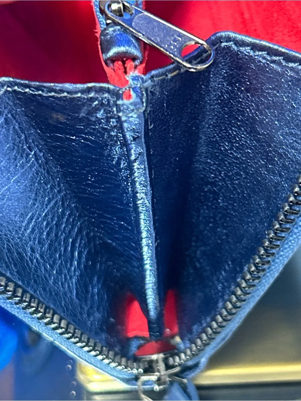 Sharif Legacy Pearlized Leather Wallet in Metallic Blue Approx.. 7 x 5